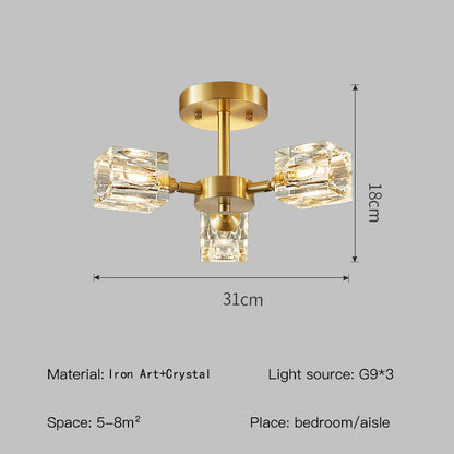 Crystal Drop Gold Bedroom Light
