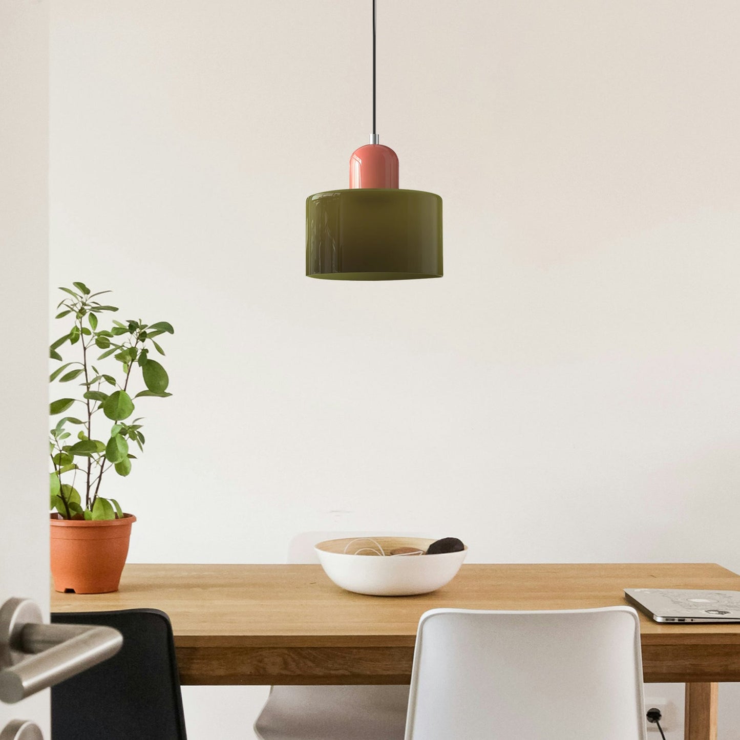 Small Glass Pendant Lamp in Bauhaus Style