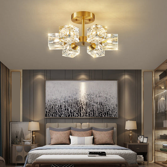 Crystal Drop Gold Bedroom Light
