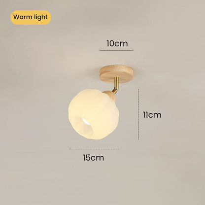 Minimalist Cream and Wood Ceiling Spotlight