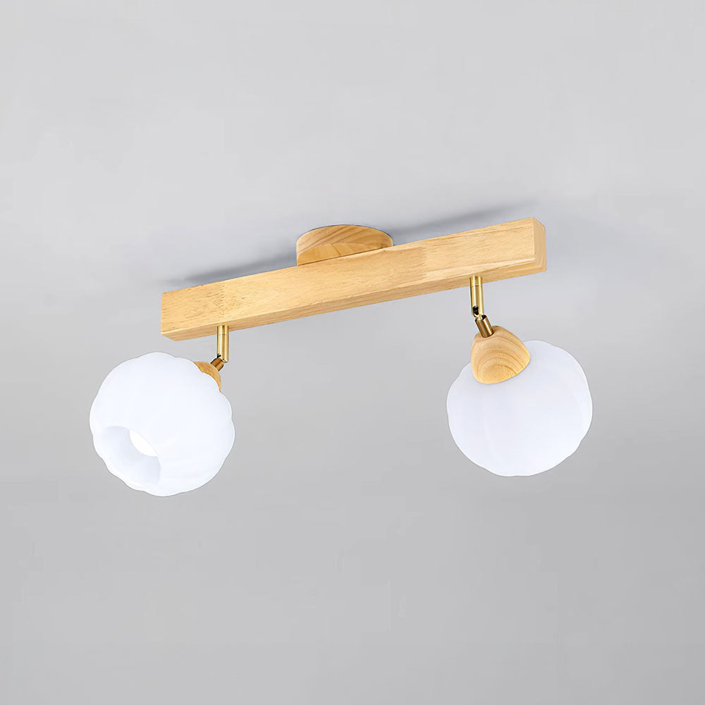 Minimalist Cream and Wood Ceiling Spotlight