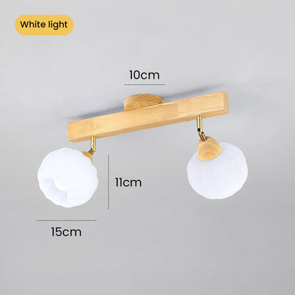 Minimalist Cream and Wood Ceiling Spotlight
