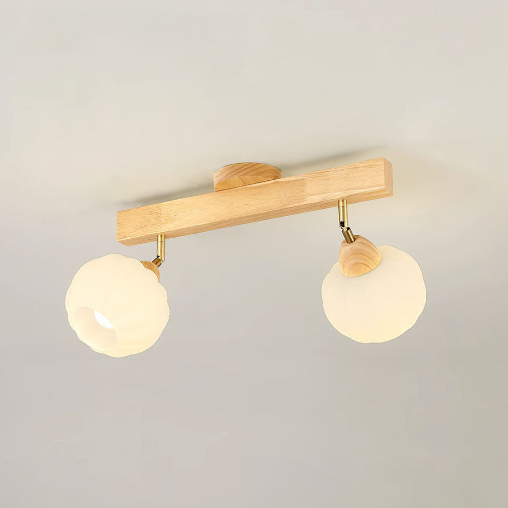 Minimalist Cream and Wood Ceiling Spotlight