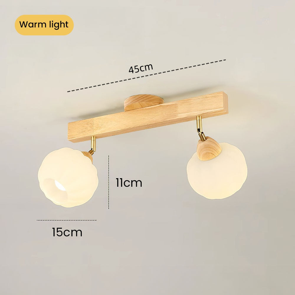 Minimalist Cream and Wood Ceiling Spotlight