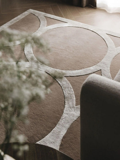 Modern wool rug for living room cream