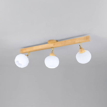 Minimalist Cream and Wood Ceiling Spotlight