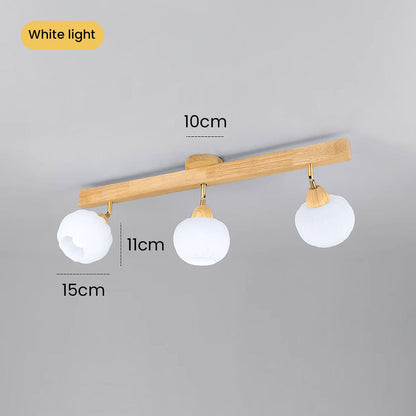 Minimalist Cream and Wood Ceiling Spotlight
