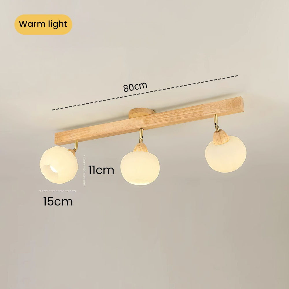 Minimalist Cream and Wood Ceiling Spotlight