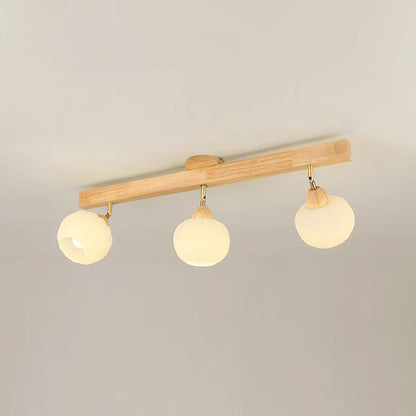 Minimalist Cream and Wood Ceiling Spotlight