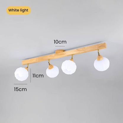 Minimalist Cream and Wood Ceiling Spotlight