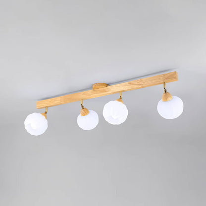 Minimalist Cream and Wood Ceiling Spotlight
