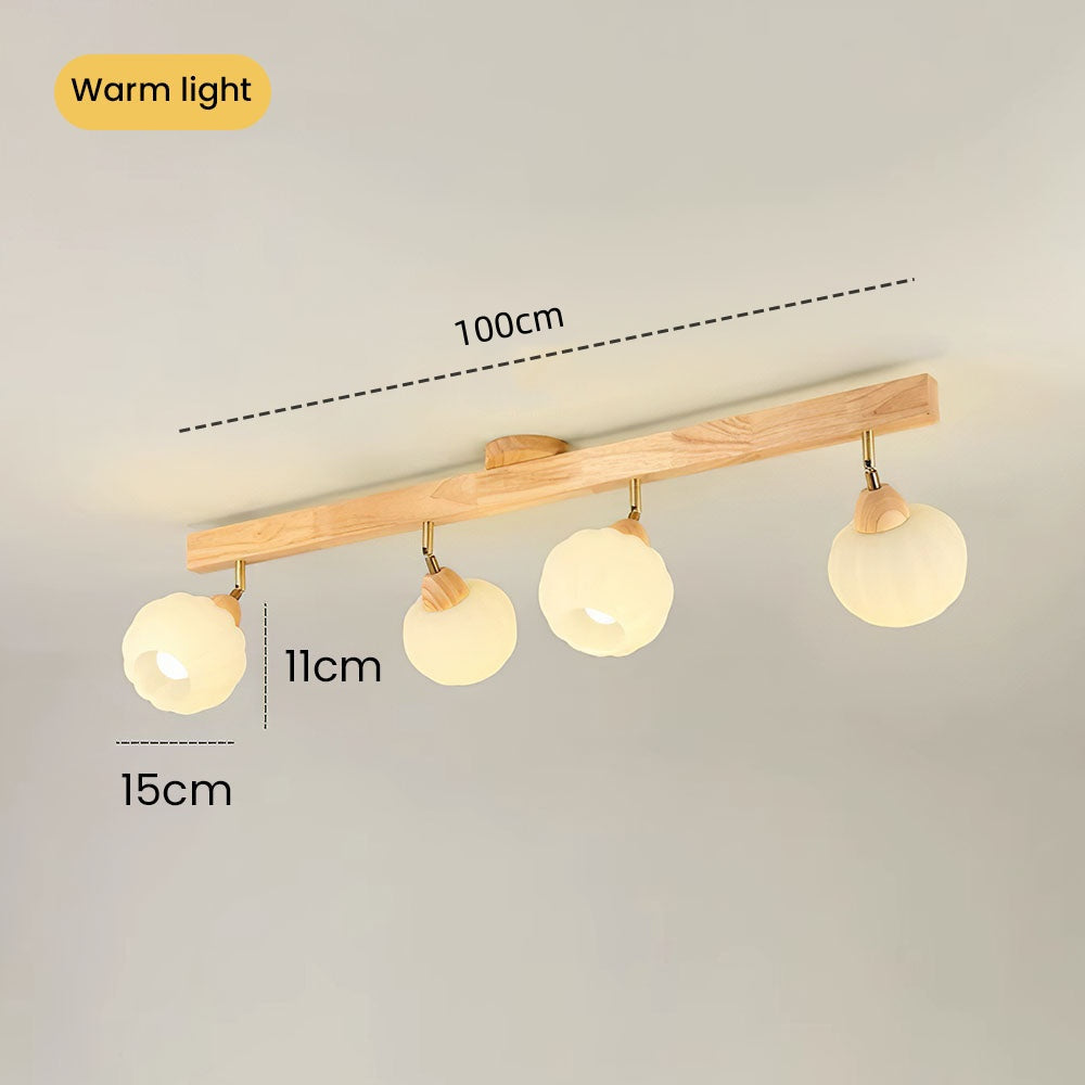 Minimalist Cream and Wood Ceiling Spotlight