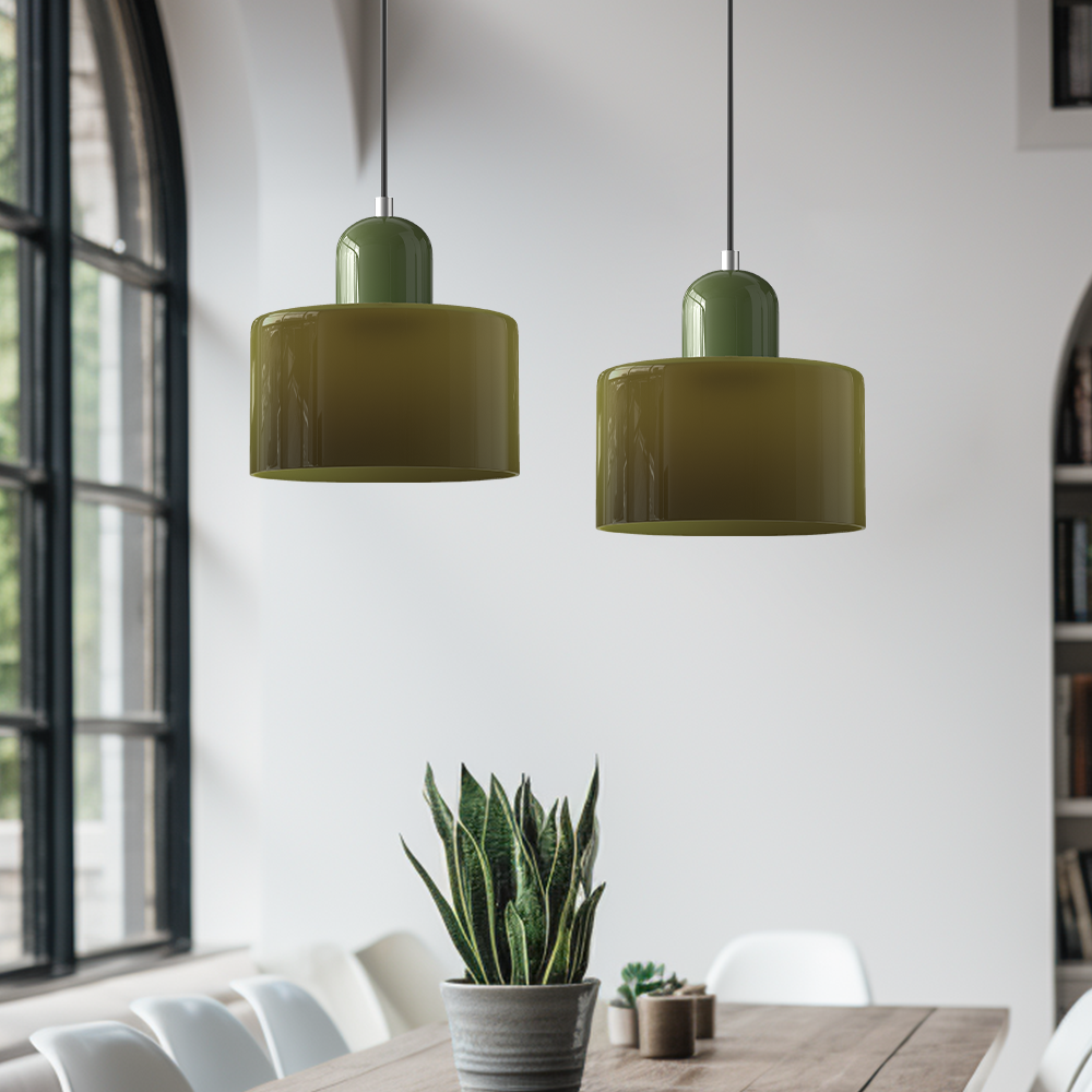 Small Glass Pendant Lamp in Bauhaus Style