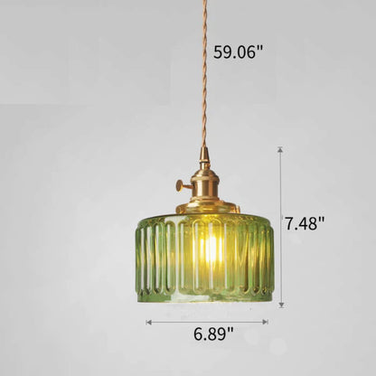 Textured Glass Cylinder Pendant