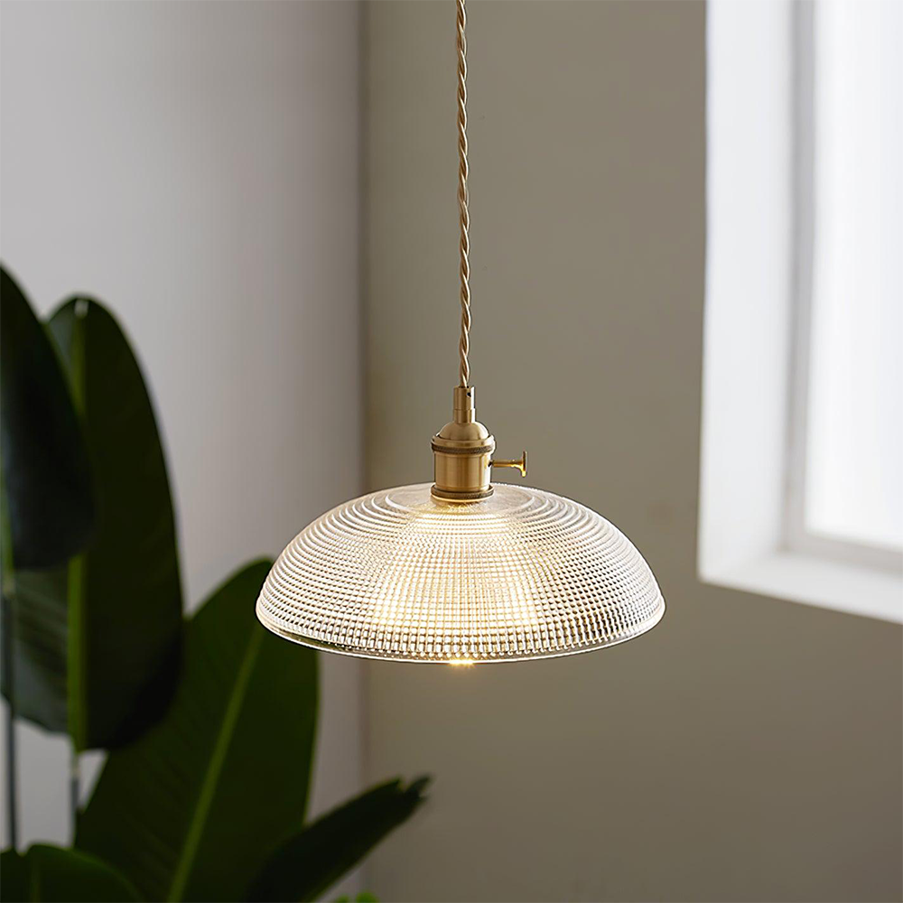 Ribbed Glass Retro Pendant