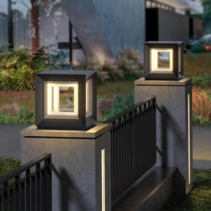 Modern LED Cube Outdoor Post Light