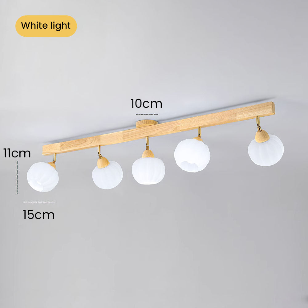 Minimalist Cream and Wood Ceiling Spotlight
