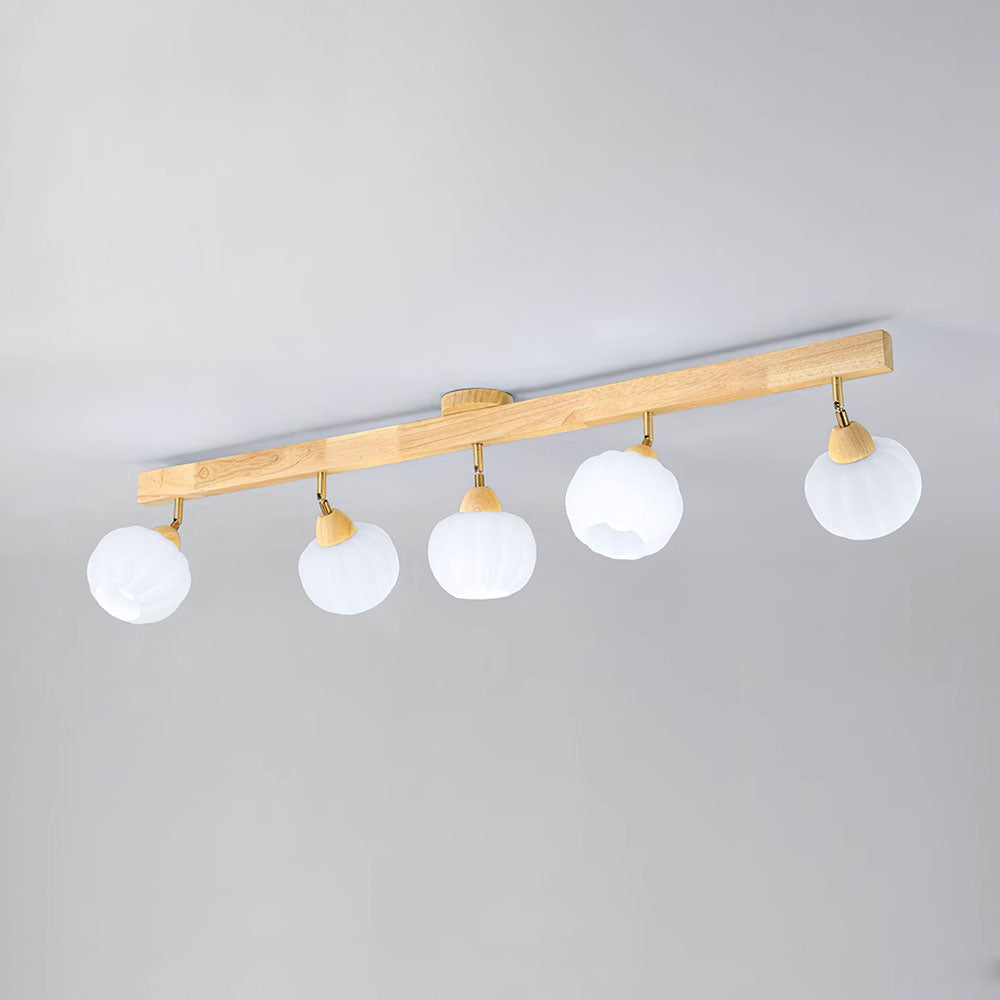 Minimalist Cream and Wood Ceiling Spotlight