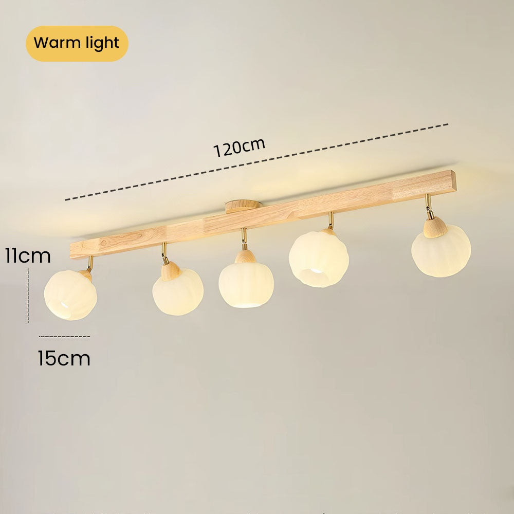 Minimalist Cream and Wood Ceiling Spotlight