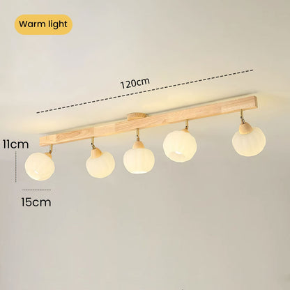 Minimalist Cream and Wood Ceiling Spotlight