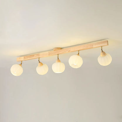 Minimalist Cream and Wood Ceiling Spotlight