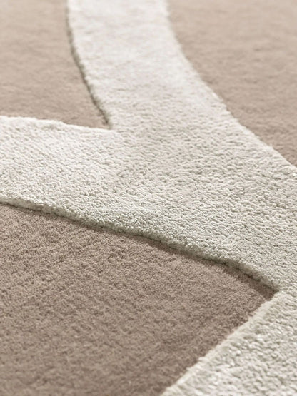 Modern wool rug for living room cream