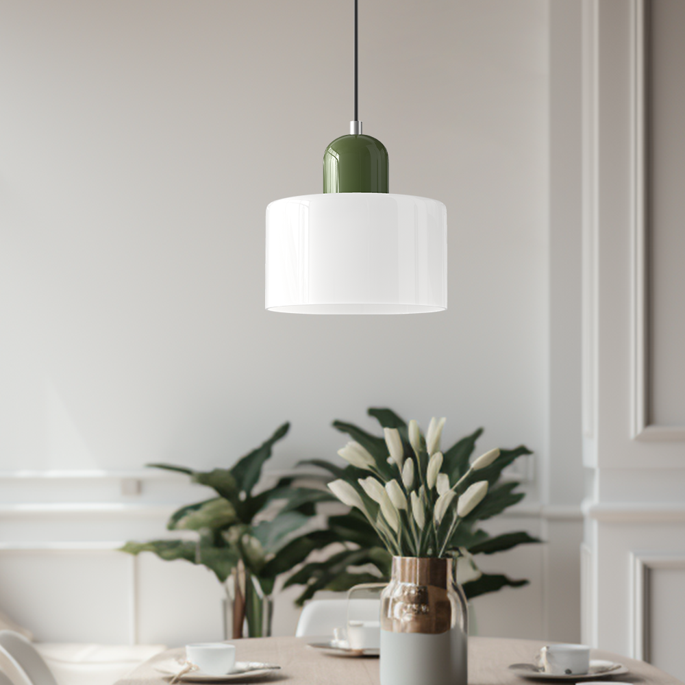 Small Glass Pendant Lamp in Bauhaus Style