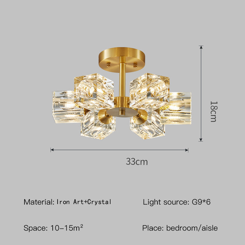 Crystal Drop Gold Bedroom Light