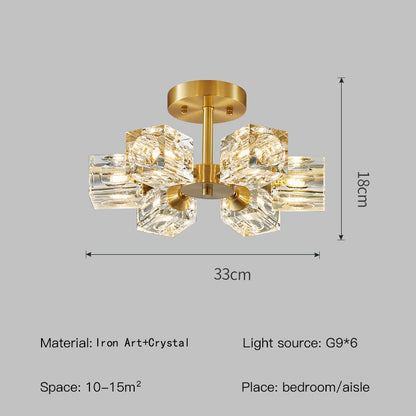 Crystal Drop Gold Bedroom Light