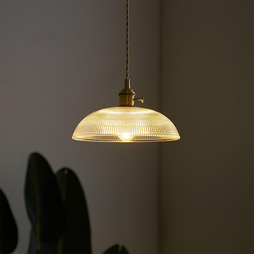 Ribbed Glass Retro Pendant