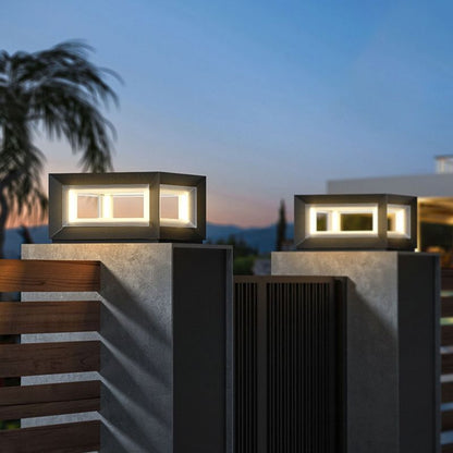 Modern LED Cube Outdoor Post Light