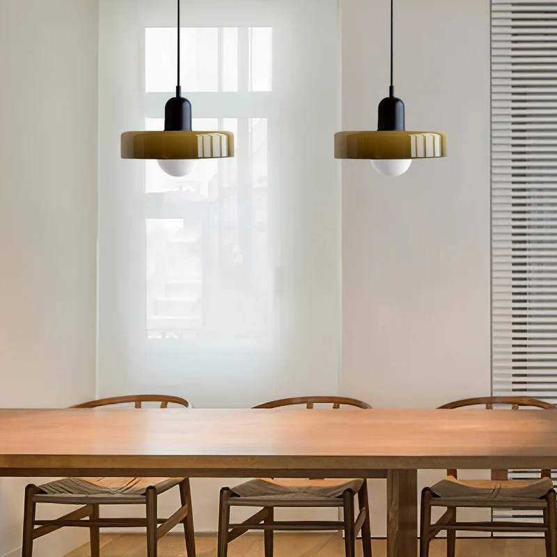 Colorful Glass Pendant Lamp in Art Deco Style