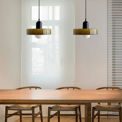 Colorful Glass Pendant Lamp in Art Deco Style