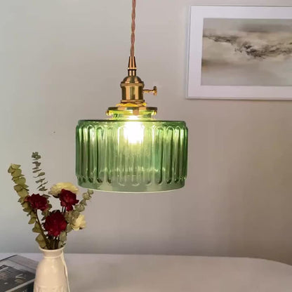 Textured Glass Cylinder Pendant