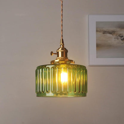 Textured Glass Cylinder Pendant
