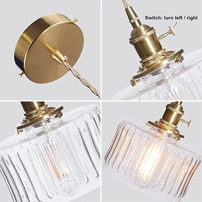 Textured Glass Cylinder Pendant