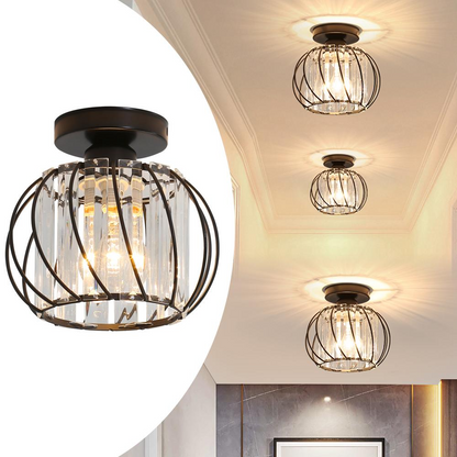 Black Ceiling Light with Glass Shade