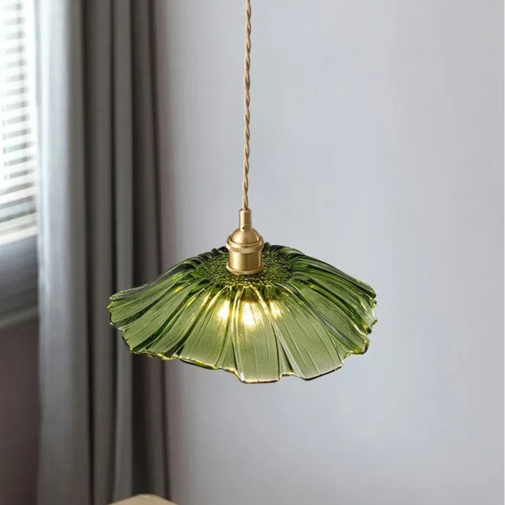 Retro Flower Glass Pendant Light