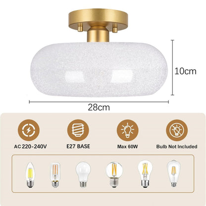 Round Glass Semi-Flush Ceiling Light