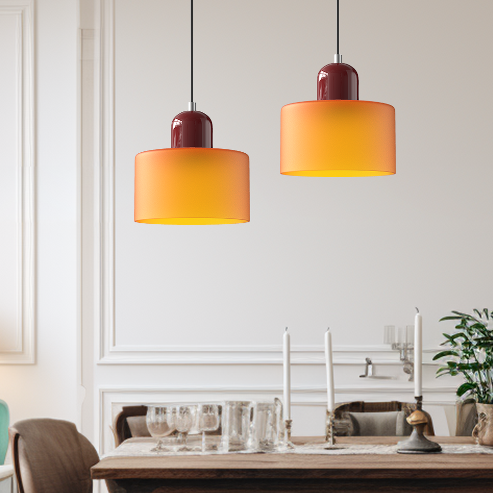Small Glass Pendant Lamp in Bauhaus Style