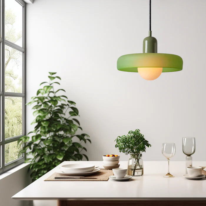 Colorful Glass Pendant Lamp in Art Deco Style