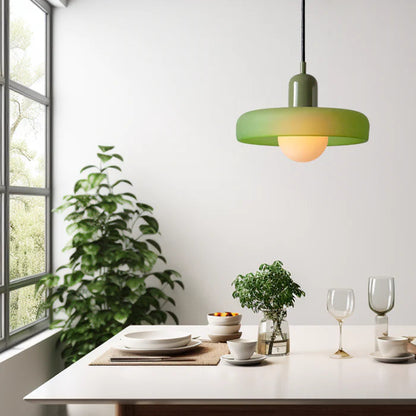 Colorful Glass Pendant Lamp in Art Deco Style