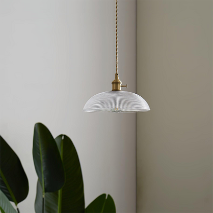 Ribbed Glass Retro Pendant