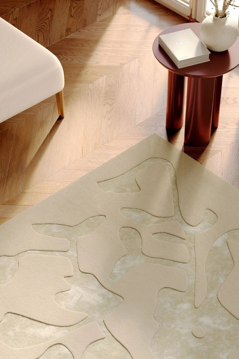 Bordeaux wool rug for living room elegant