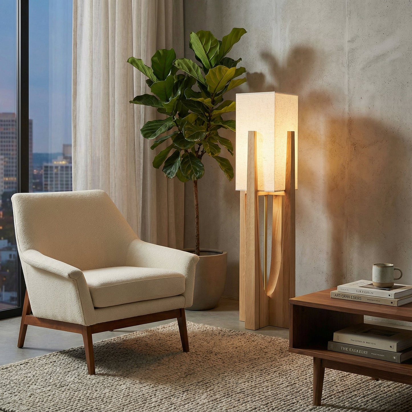 Minimalist wooden floor lamp
