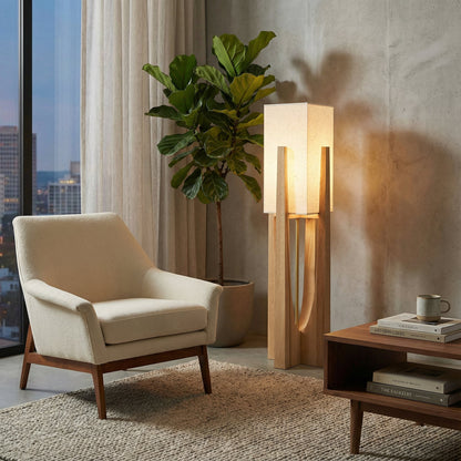 Minimalist wooden floor lamp
