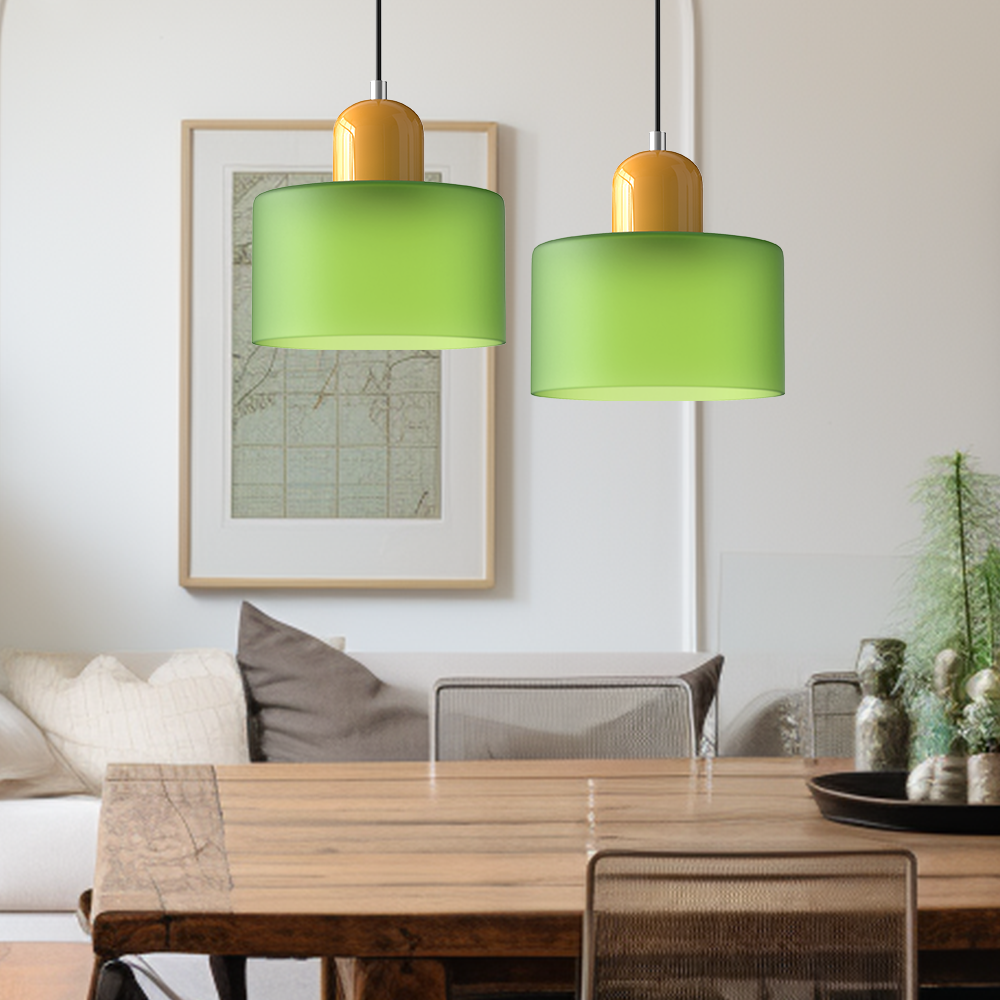 Small Glass Pendant Lamp in Bauhaus Style