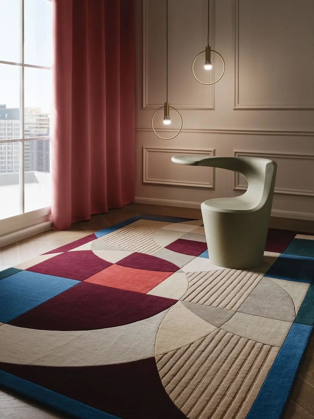 Modern wool rug multicolor design