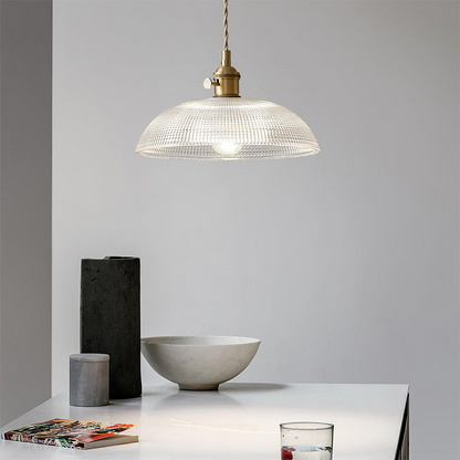 Ribbed Glass Retro Pendant