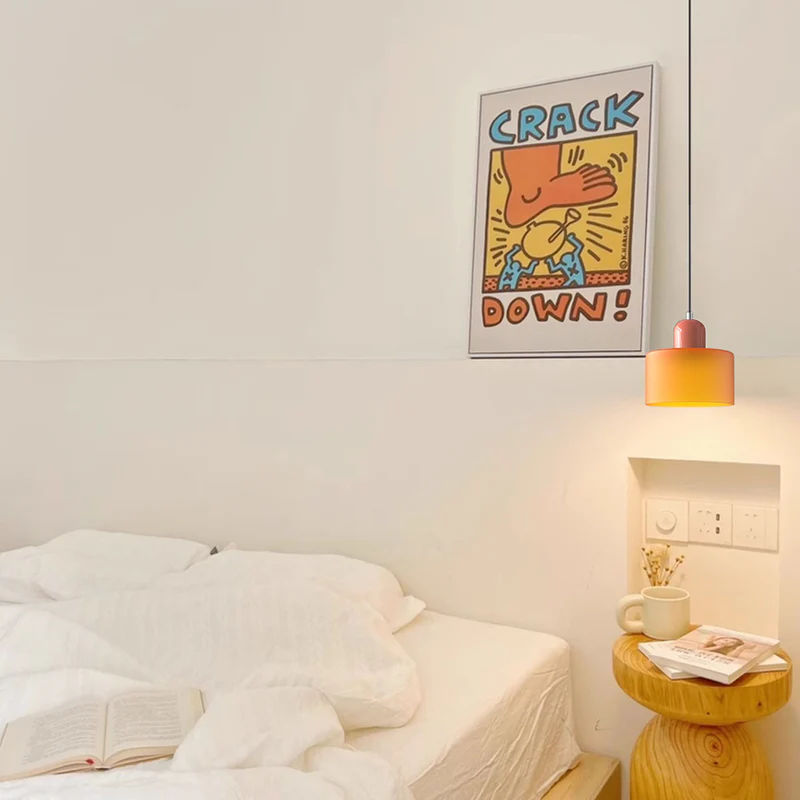 Small Glass Pendant Lamp in Bauhaus Style